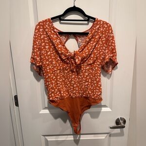 Abercrombie & Fitch Orange Floral Bodysuit